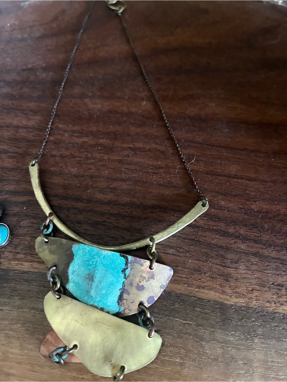 Gorgeous Patina Brass Layered Pendant Necklace - Women Jewelry
